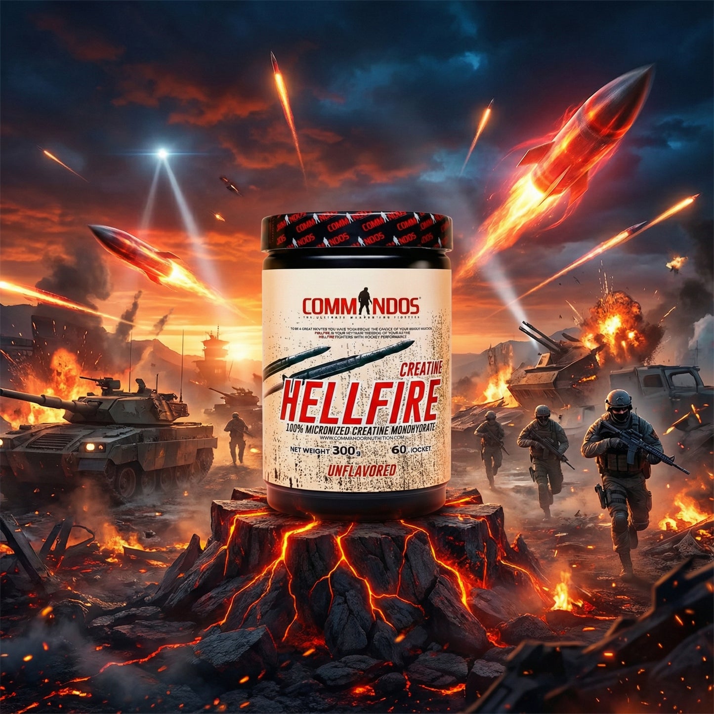 Commandos Hellfire Micronized Creatine 300gm
