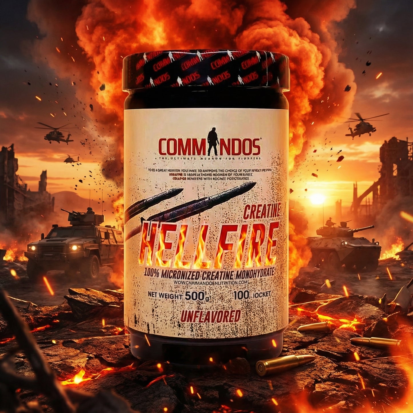 Commandos Hellfire Micronized Creatine 500gm