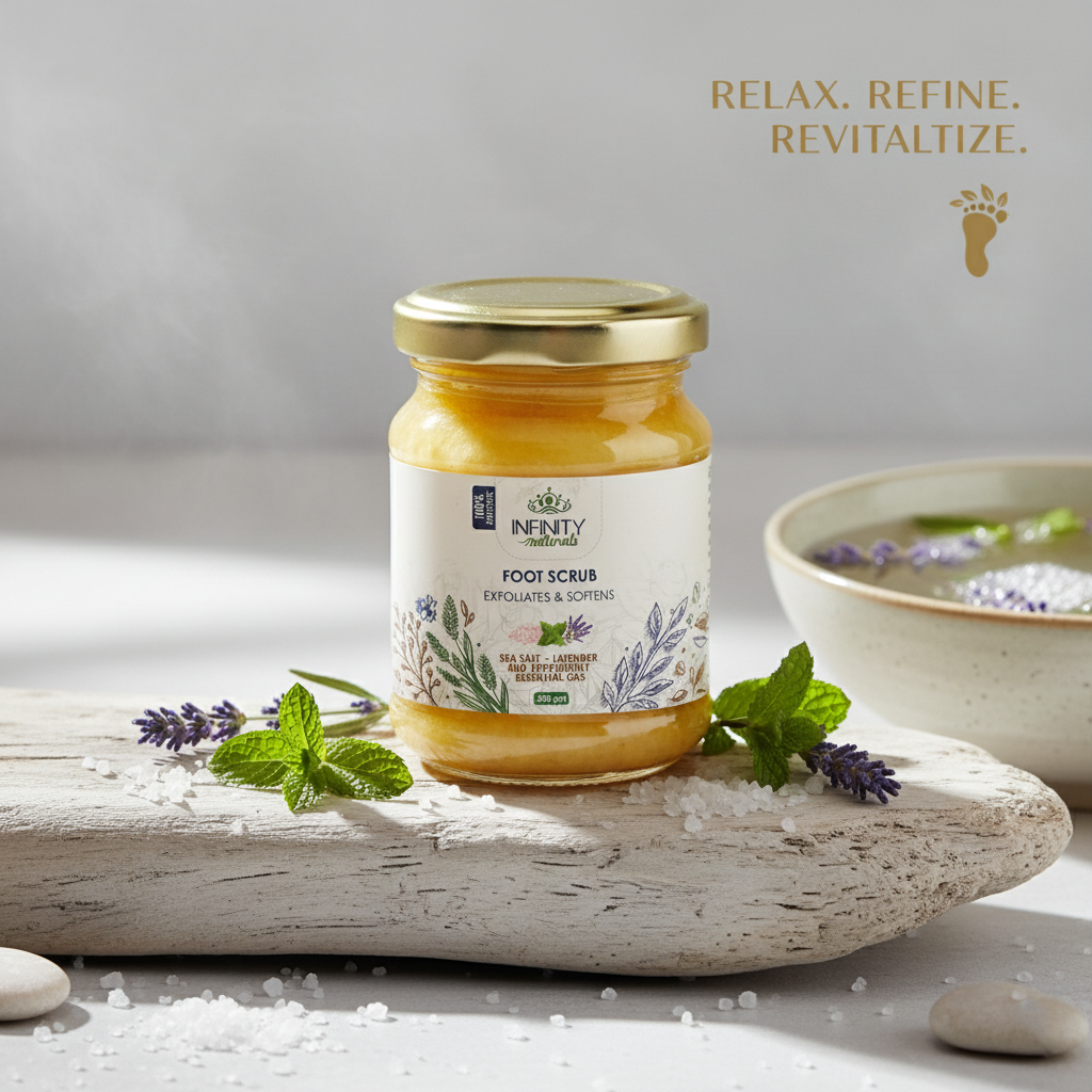 Foot Scrub Sea Salt Lavender & Peppermint Essential Oils