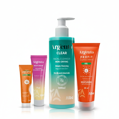 Argento box (facial cleanser + profit sun 50ml + night cream + profit sun 25ml)