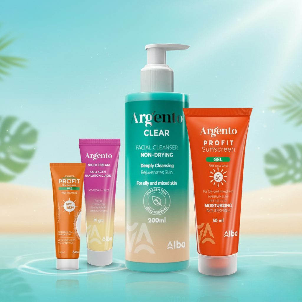 Argento box (facial cleanser + profit sun 50ml + night cream + profit sun 25ml)